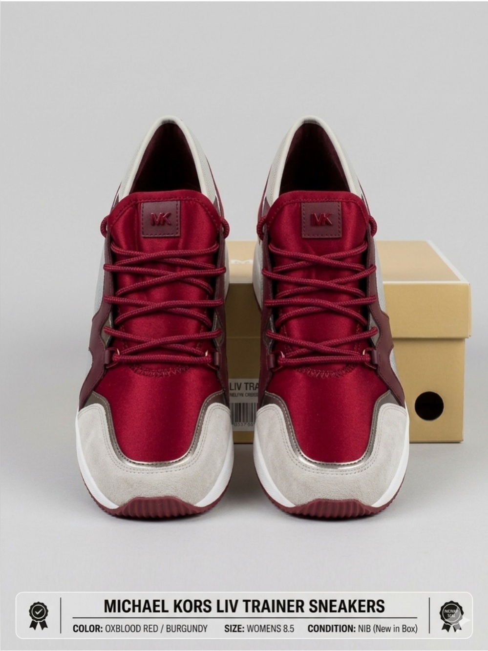 Michael Kors Liv Trainer Sneakers
Oxblood Red Burgundy Womens Size 8.5 NIB